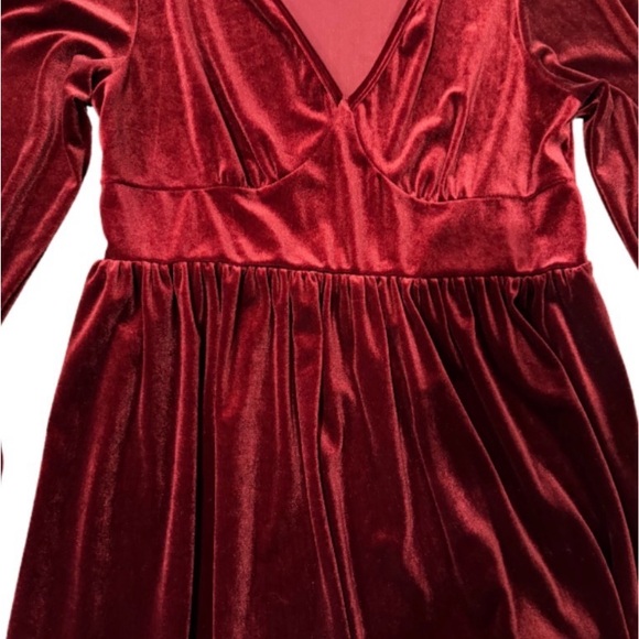 Velvet Dress Set - Red and Green Wrap Dress - Picture 3 of 8